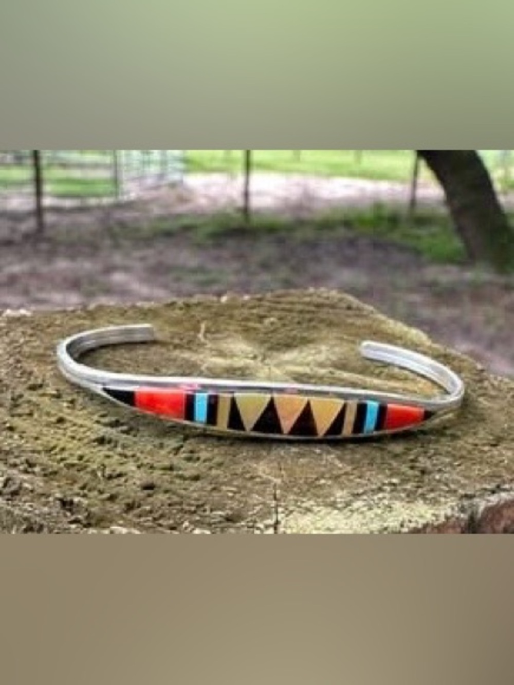 Native American Multi Stones & Sterling Silver cuff Stacker